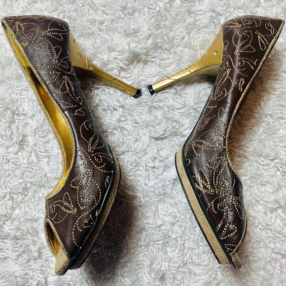 Baby Phat Kimora Lee Simmons Peep Toe Heels 6 B - Picture 2 of 11